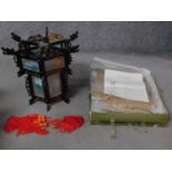 Two Chinese hand painted palace lamps. (one never used, still in its package). H.41cm