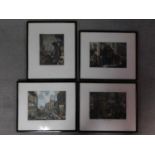 Four framed and glazed W. Hogarth's 'The Times' coloured lithograph collection. 40x48cm