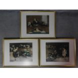 Three framed and anti-glare glazed prints of Gaston Hoffman's (1883-1926) Courtroom series. 53x68cm