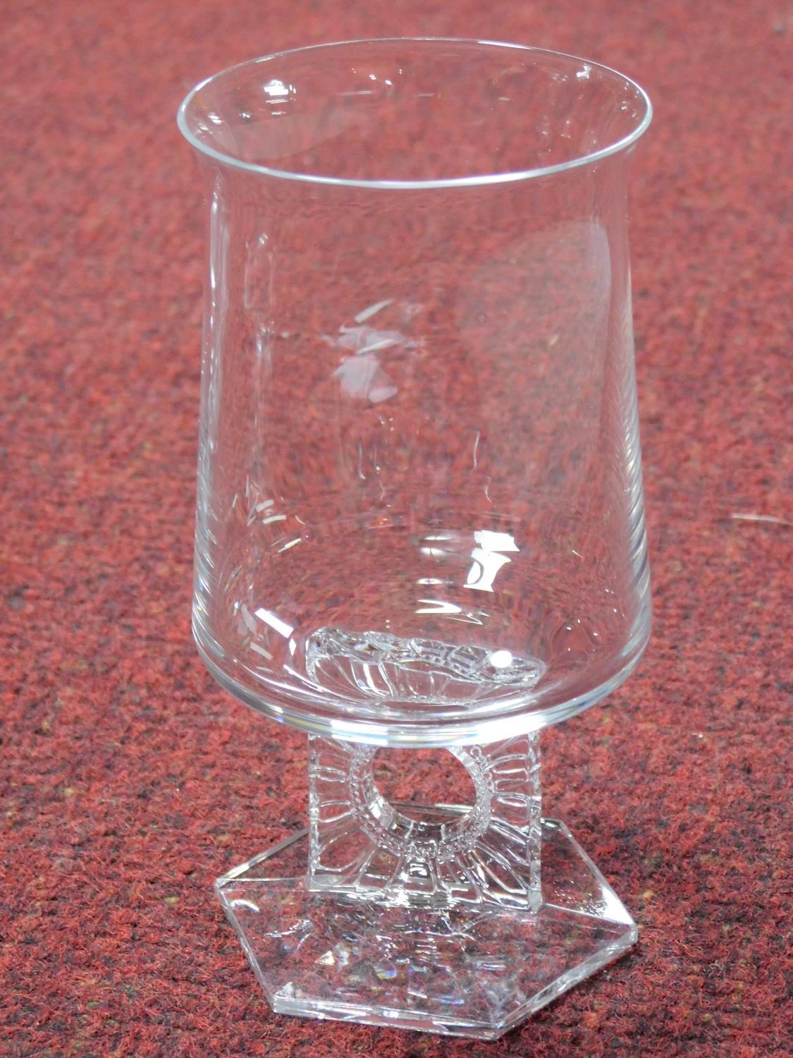 A set of seven Austrian mid century wine glasses with stylised floral design square stems with - Image 2 of 6