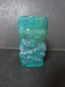 A vintage Mdina glass Michael Harris style blue yellow abstract art glass vase. H 16cm.