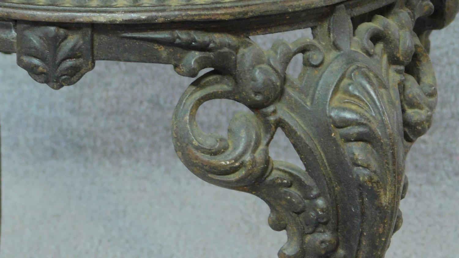 A 19th century Coalbrookdale style high back chair with cast floral design raised on cabriole - Image 6 of 6