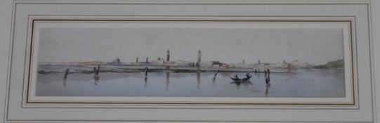 A framed and glazed watercolour, Venetian canal scene. H.30x50cm