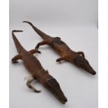 A pair of antique taxidermy juvenile alligators. L.80cm