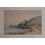 A framed and glazed watercolour, River near Cork, signed, label verso. H.44x54cm