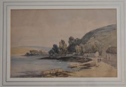 A framed and glazed watercolour, River near Cork, signed, label verso. H.44x54cm