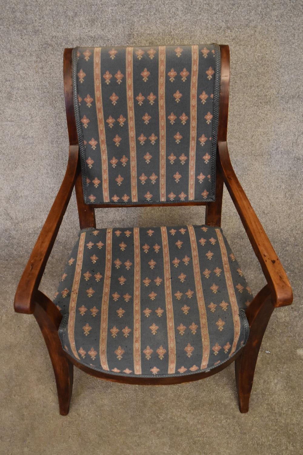 A Continental elm framed Empire style armchair. H.90x55cm - Image 2 of 3