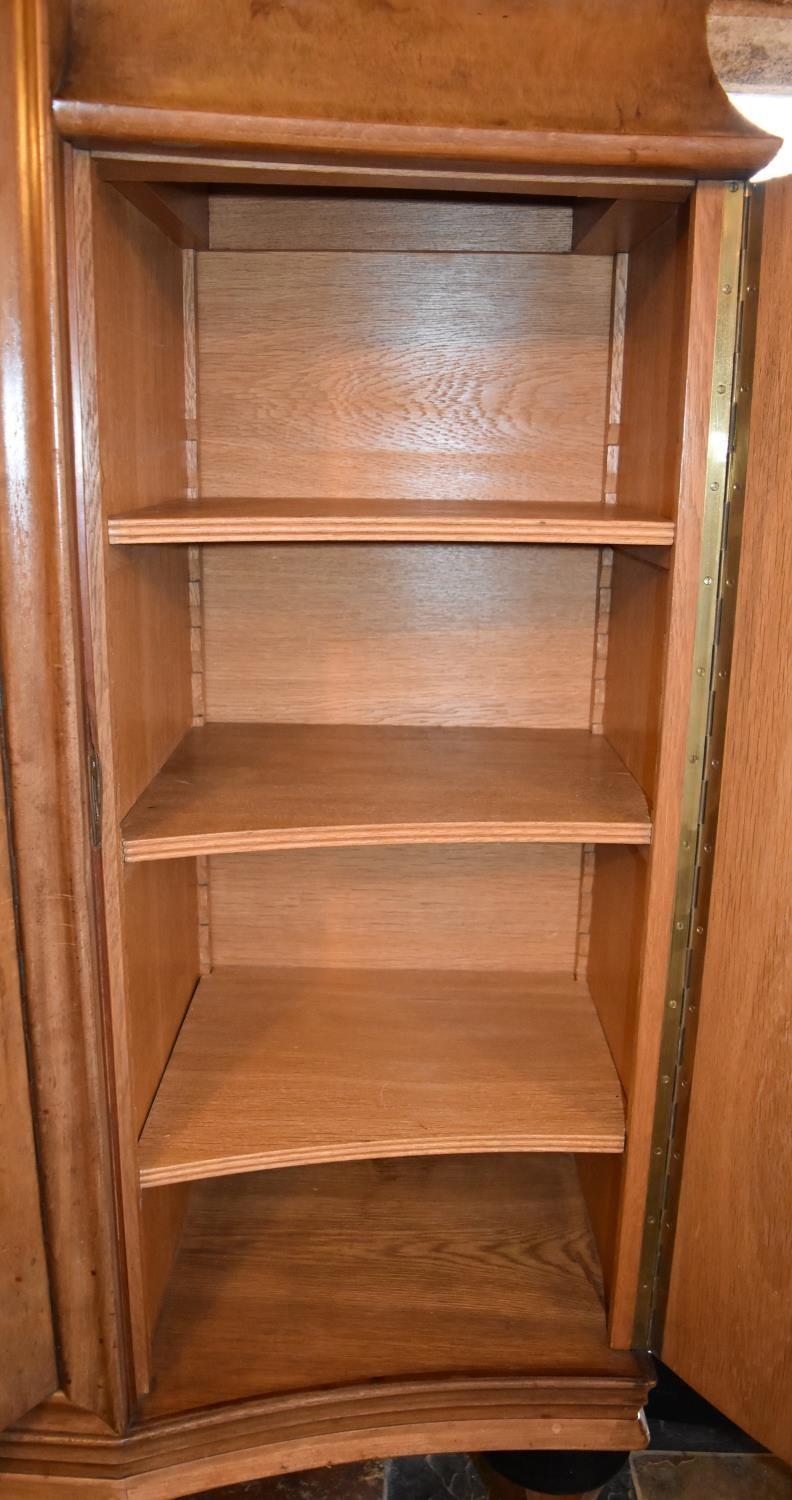 A Continental Art Deco burr walnut display cabinet fitted central astragal glazed section flanked by - Image 6 of 8