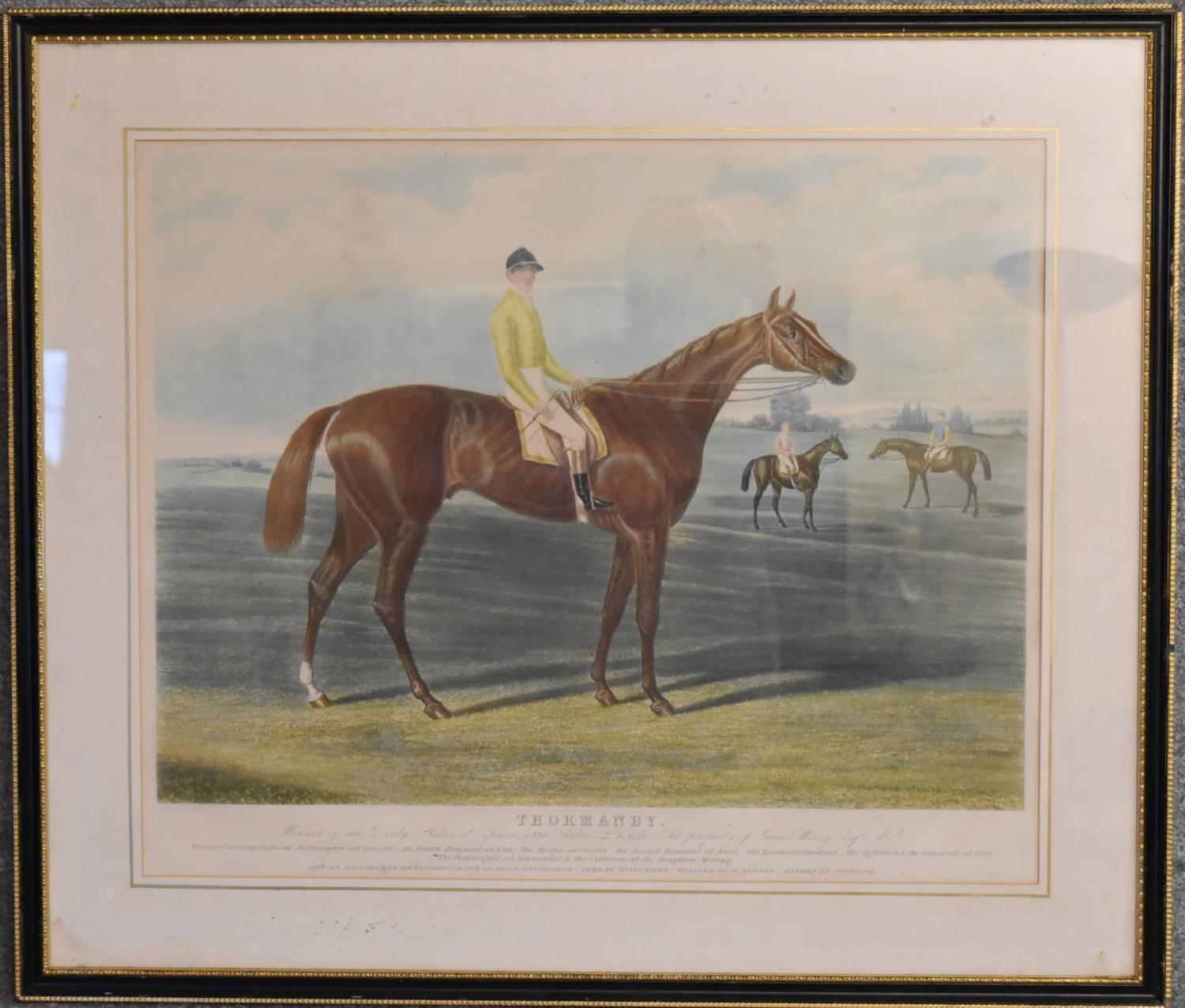 A late 19th century framed and glazed print, the champion racehorse, Thormanby. H.76x88cm - Image 2 of 5