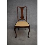 An Edwardian mahogany and satinwood inlaid bedroom chair. H.94x43cm