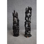 Two African hardwood carvings. H.68cm