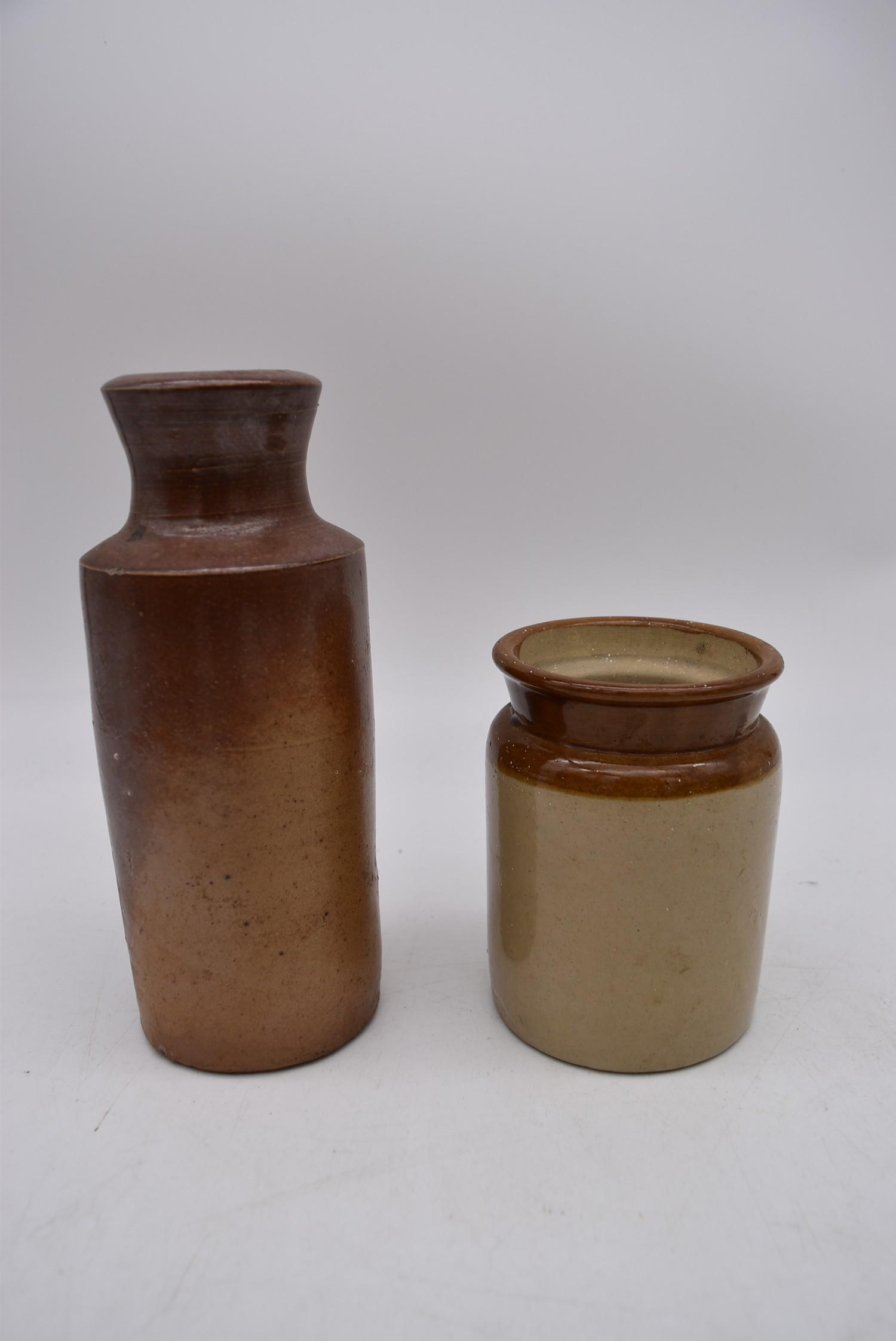 A collection of antique earthenware glazed bottles and jars, some with impressed makers marks. H. - Image 7 of 8