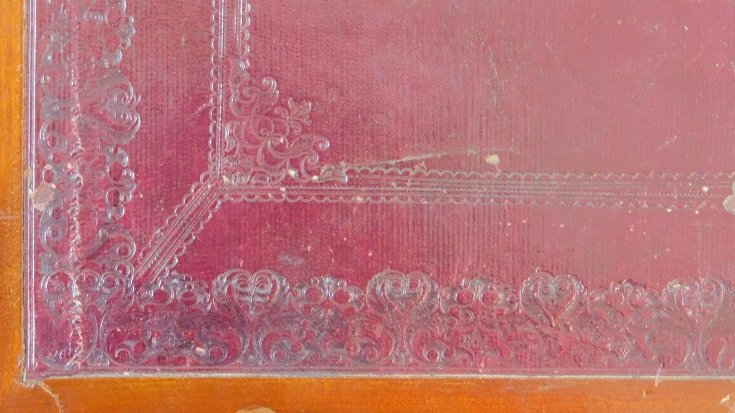 An early 19th century mahogany and brass bound writing slope with inset tooled red leather interior. - Image 6 of 6
