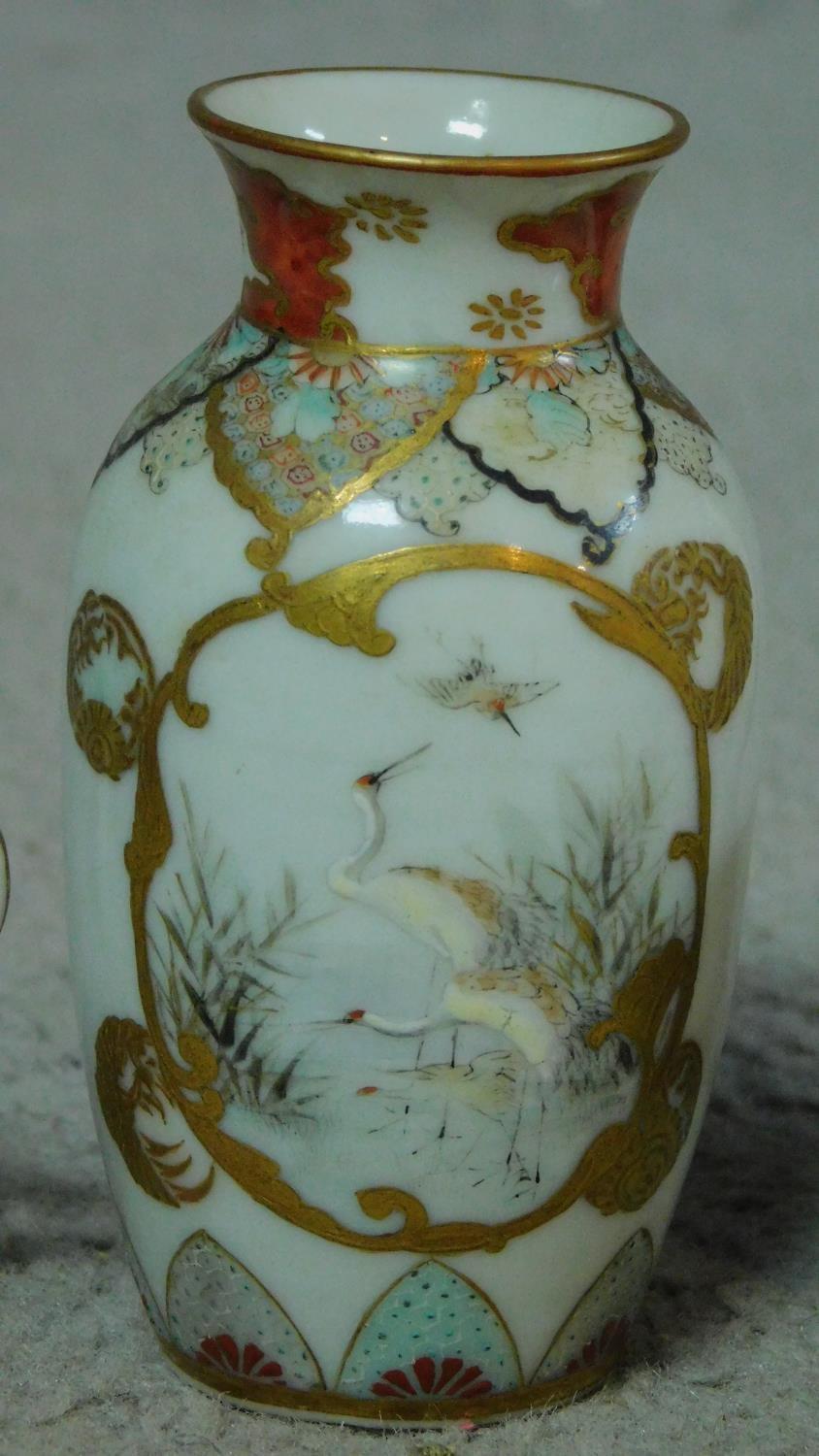 A collection of antique signed ceramics. Including a Japanese hand painted and gilded eggshell - Image 3 of 10