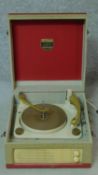 A vintage cased portable record player by Dansette. H.23 W.38 D.41cm