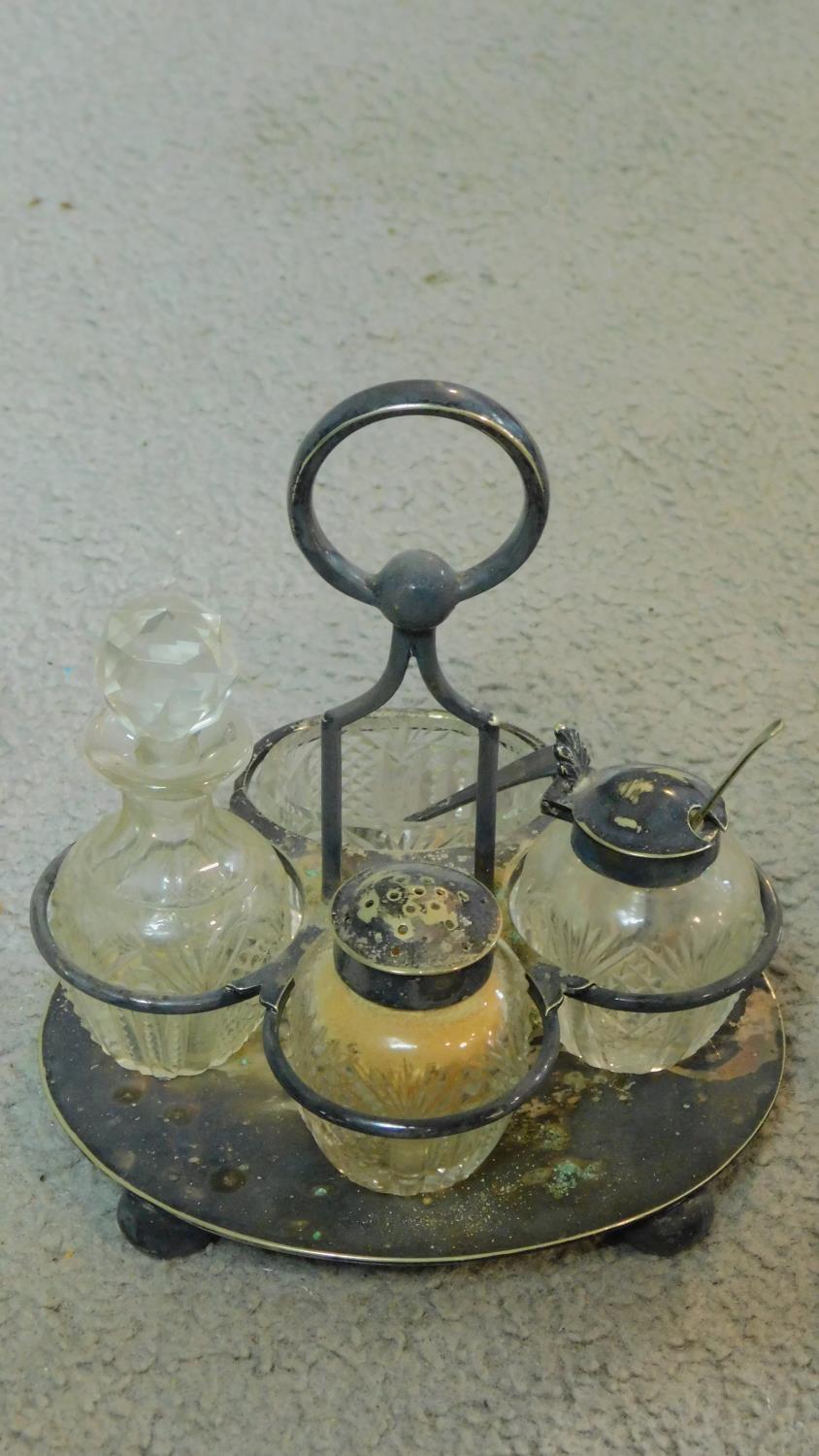 A collection of cut glass items. Including two antique diamond cut crystal perfume bottles with - Image 2 of 7