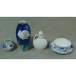 A collection of hand painted Danish porcelain items. Including Royal Copenhagen blue and white