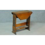 A vintage oak drop flap occasional table. H.64 W.60 D.60cm