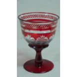 A large ruby cut to clear glass chalice by Laura Ashley. H.19 W.14 D.14cm