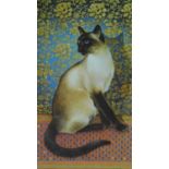 A framed and glazed signed print titled 'Phuan on a Chinese carpet', by Lesley Anne Ivory. 53x39cm