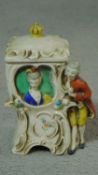 A Victorian hand painted porcelain William Goebel novelty tabacco jar in the form of a lady in a