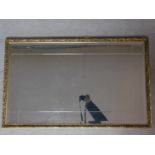 A gilt framed wall mirror with etched and bevelled plate. 92x57cm