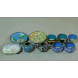 A collection of antique and vintage enamel items. Including a hand painted Chinese Canton enamel