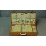 An Art Deco Braxton cream Bakelite travel picnic set. H.34 W.62 D.14cm