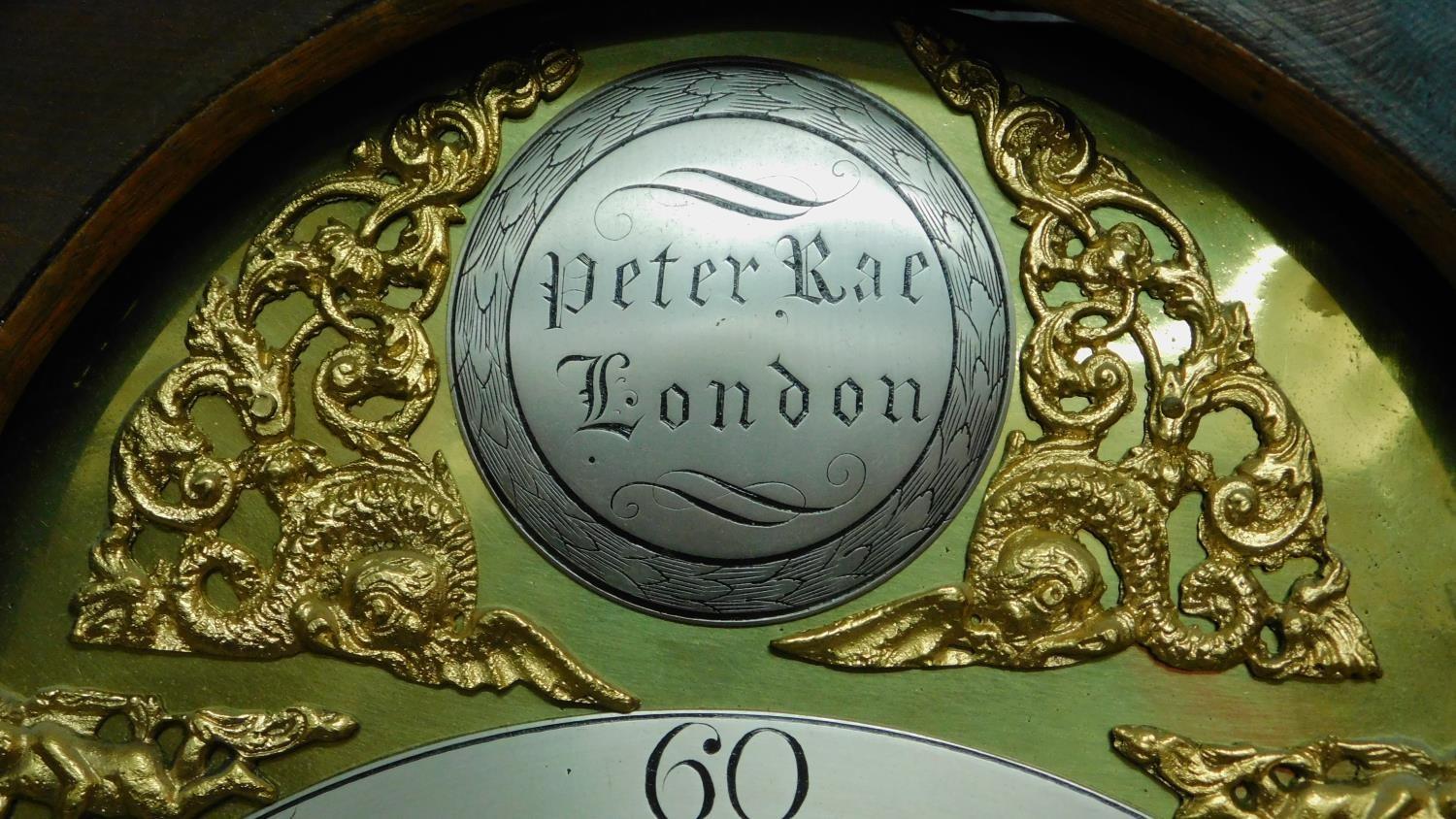 A pine cased 8 day longcase clock with brass dial, makers inscription Peter Rae of London. H.200 - Image 3 of 12