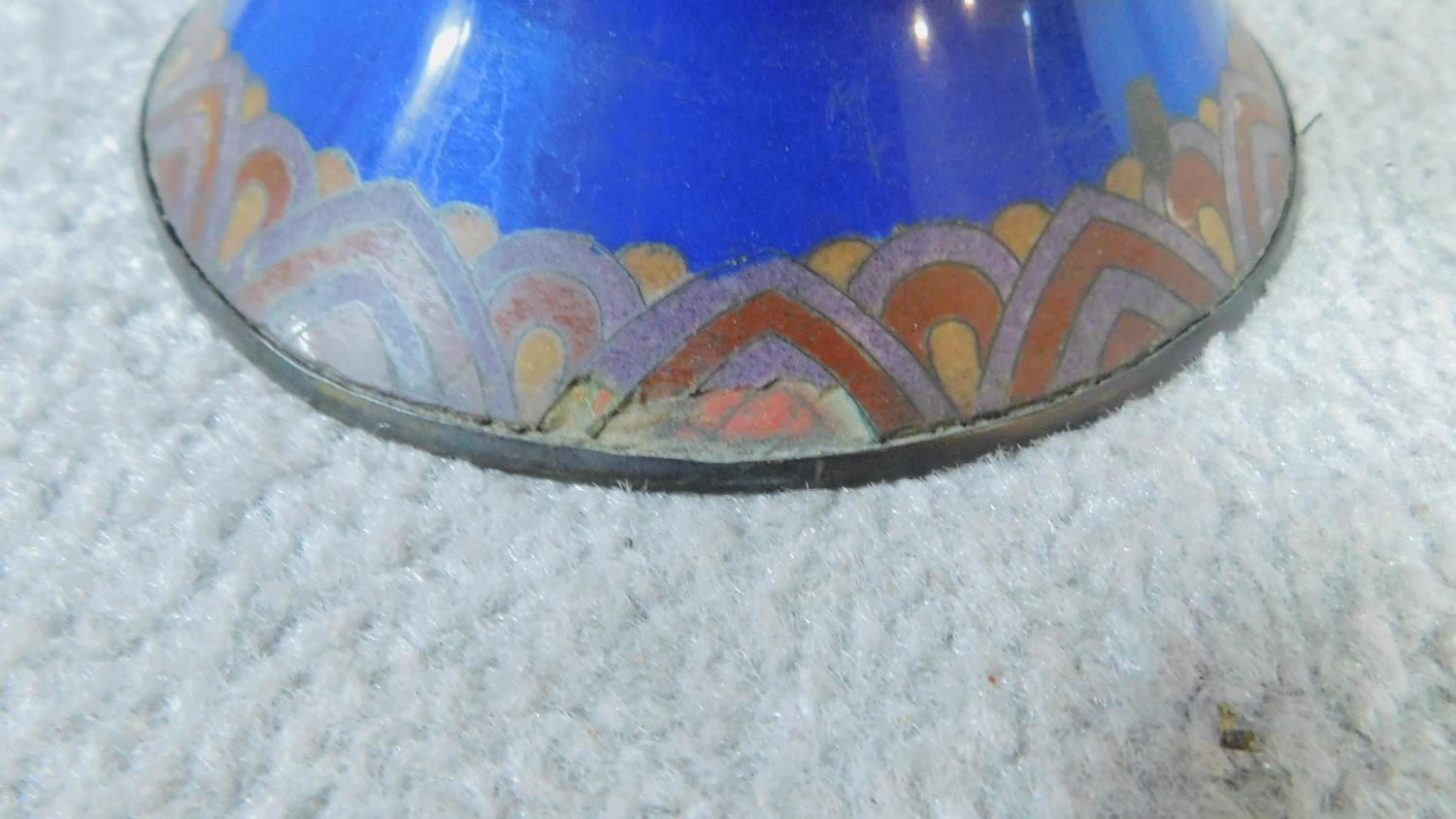 A pair of Meji Period Japanese cloisonné enamel vases, one converted into a lamp base. With dragon - Image 12 of 23