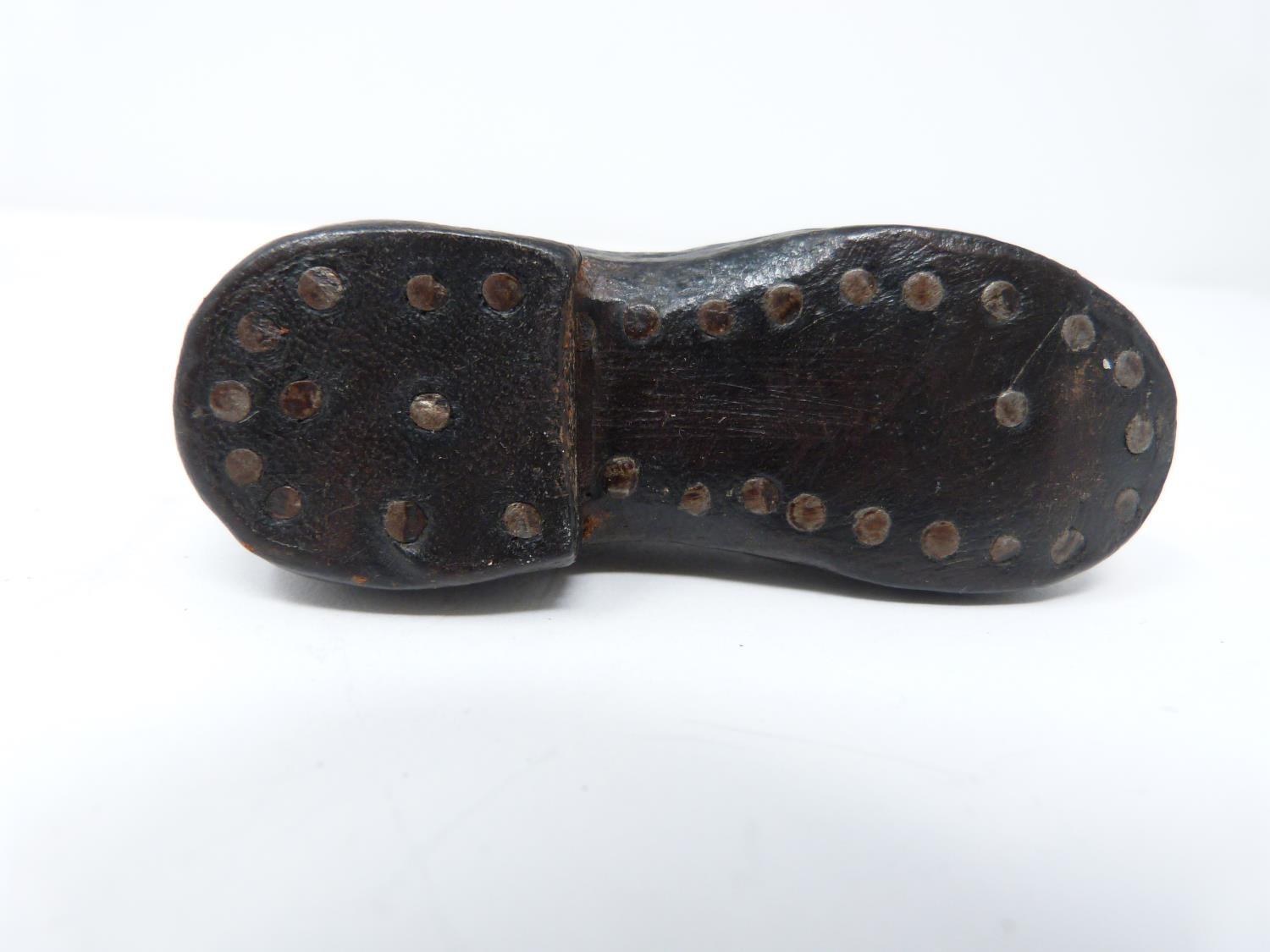 An antique apprentice made World War I replica boot made of leather and nails with stitched - Image 7 of 7