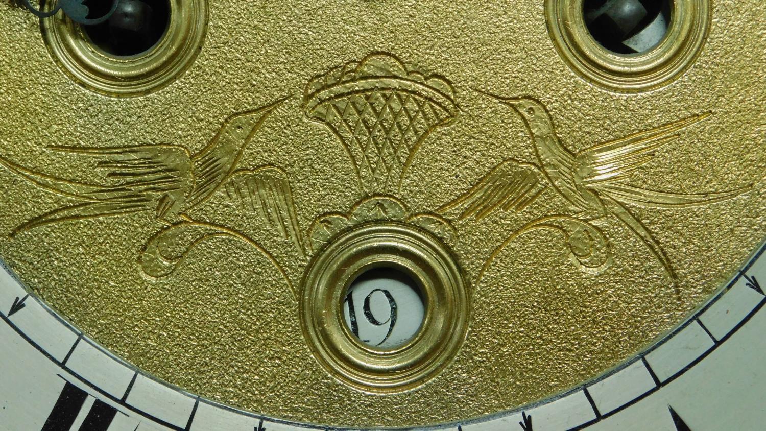 A pine cased 8 day longcase clock with brass dial, makers inscription Peter Rae of London. H.200 - Image 6 of 12