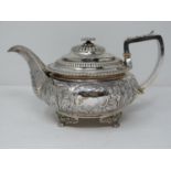 A Georgian silver tea pot, Hallmarked: London 1816, attributed to Hyam Hyams, double struck makers