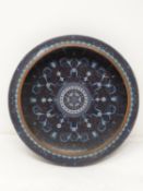 A 20th century Japanese blue and white cloisonné enamel bronze footed bowl with stylised floral