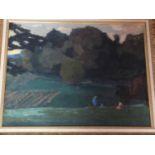 A gilt framed oil on canvas by French artist Jules Flandrin (1871-1947).