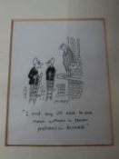 A framed and glazed original signed cartoon drawing by Matthew Pritchett. Signed to the back by