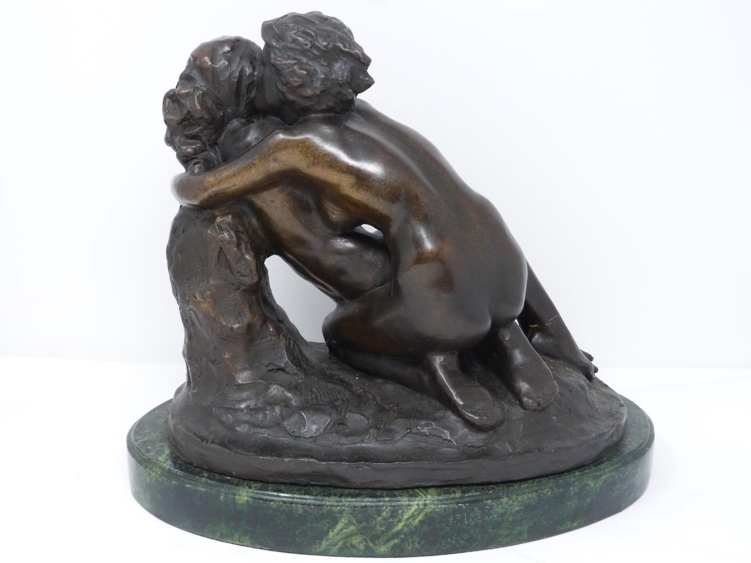 A bronze sculpture after Rodin's 'The Metamorphosis of Ovid' mounted on a green serpentine base. - Image 5 of 7