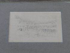 A framed and glazed etching of 'Earls Court Exhibition' by American artist Joseph Pennell