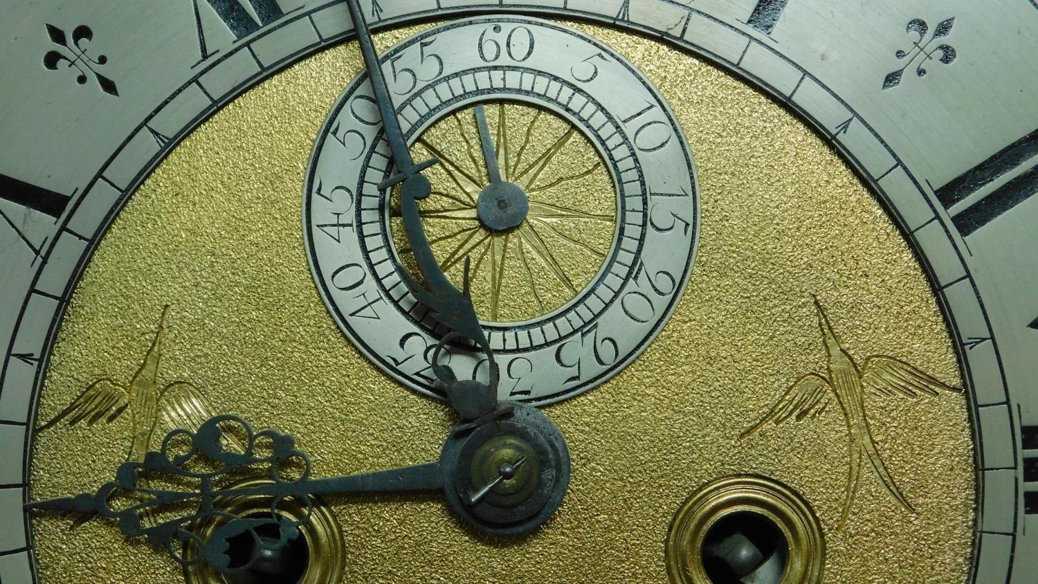 A pine cased 8 day longcase clock with brass dial, makers inscription Peter Rae of London. H.200 - Image 5 of 12