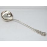 An early Victorian sterling silver soup ladle. Hallmarked: HI IL for John & Henry Lias, London 1845.