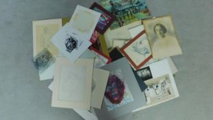 A folio of pencil sketches, pastels, prints and others from various different artists.