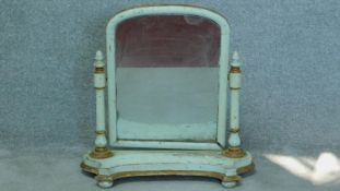 A Victorian mahogany later painted toilet mirror on platform base. H.76cm