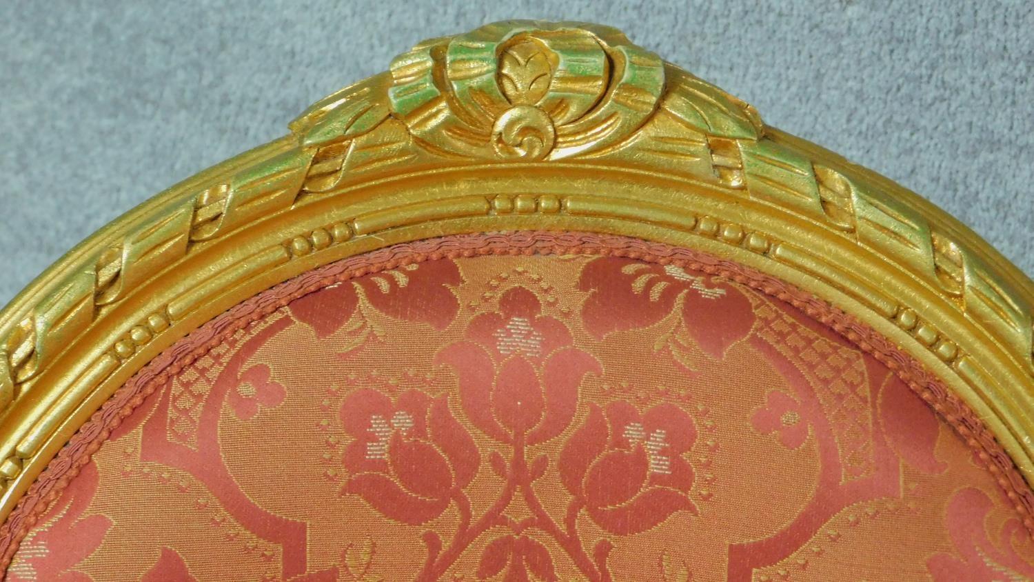 A gilt framed fauteuil in the Louis XVl style in floral rouge upholstery. H.104cm - Image 3 of 7