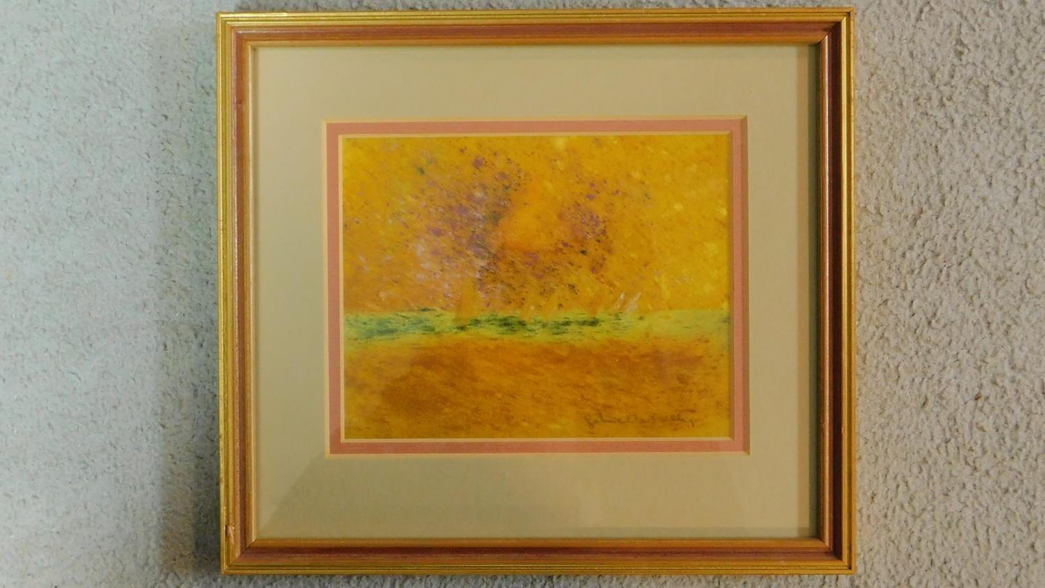 A framed and glazed pastel titled 'Many Sails', signed by Gabrielle Bellocq. 26x23cm - Image 2 of 5