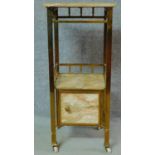 A late 19th century marble and brass framed night table fitted with pot cupboard to base. H.84 W.