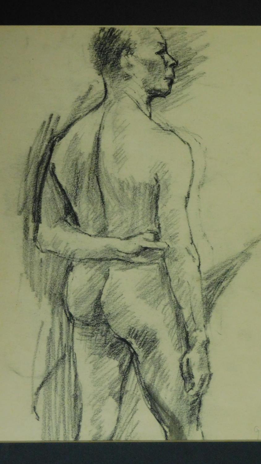 George Manchester (British 1922-1996) Working sketches in pencil and charcoal, male nude figures, - Image 7 of 7