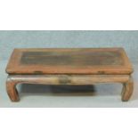 A Chinese hardwood low coffee table. H.23 W.80 D.44cm