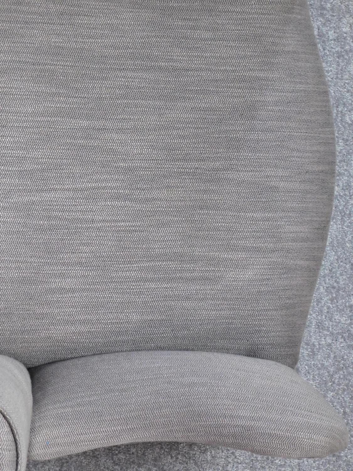 A Georgian style wing back armchair upholstered in pale grey velour on cabriole supports. H.108cm - Image 3 of 4