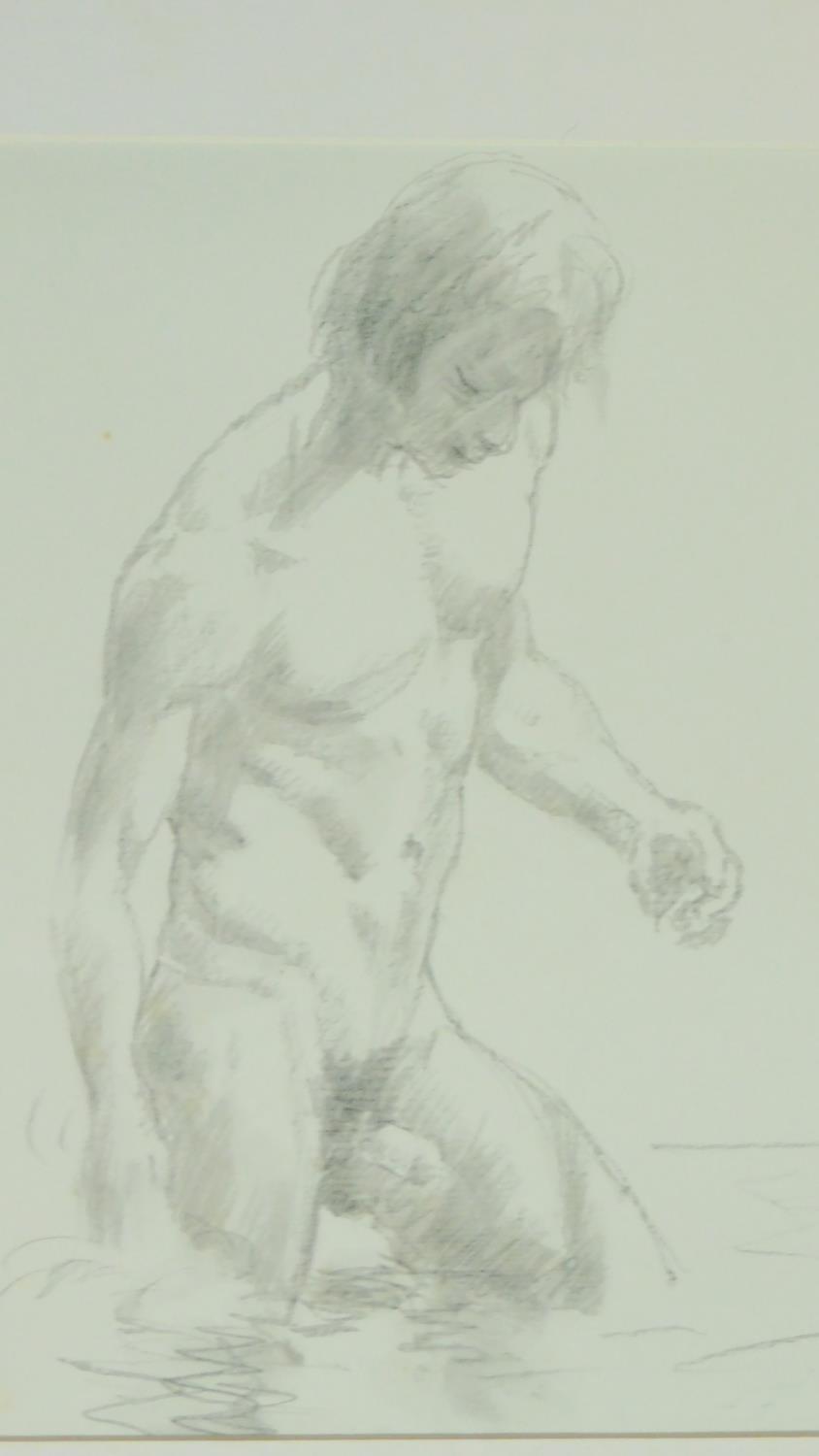 George Manchester (British 1922-1996) Working sketches in pencil and charcoal, male nude figures, - Image 5 of 7