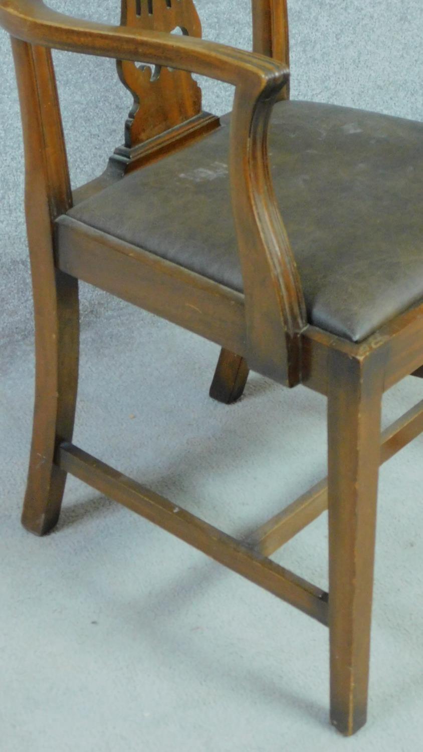 A set of four Georgian style mahogany dining chairs with leather drop in seats on square stretchered - Image 4 of 4